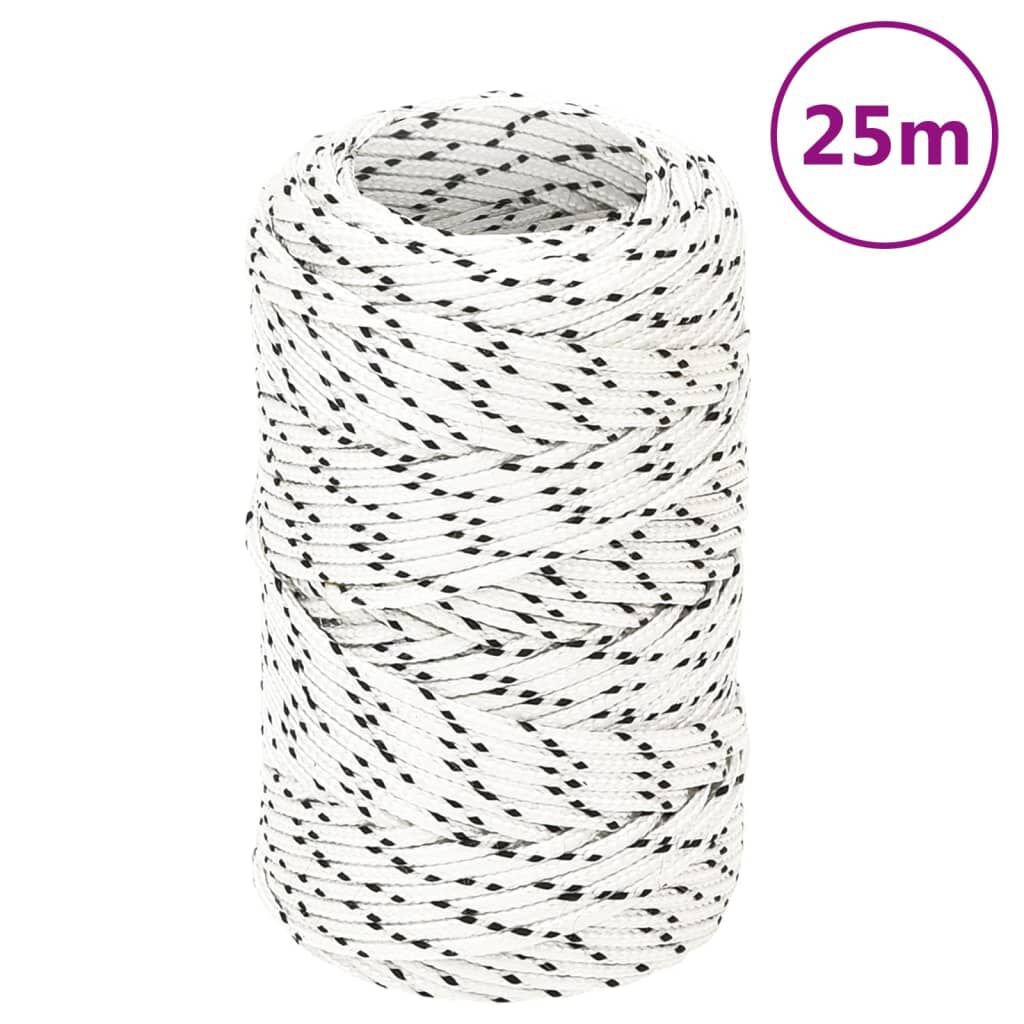 vidaXL Braided Boat Rope White 2 mmx25 m Polyester