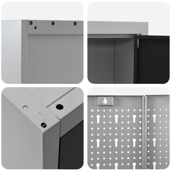 vidaXL 10 Piece Tool Storage Table Set - Black Engineered Wood and Metal