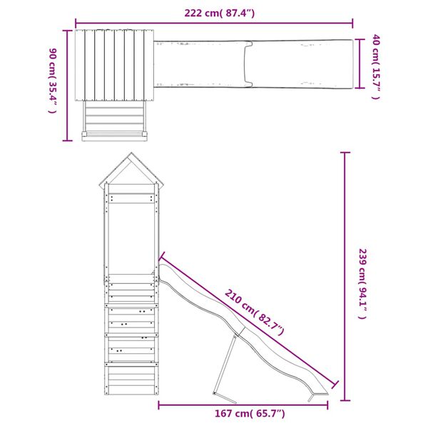 vidaXL Outdoor Playset Impregnated Wood Pine