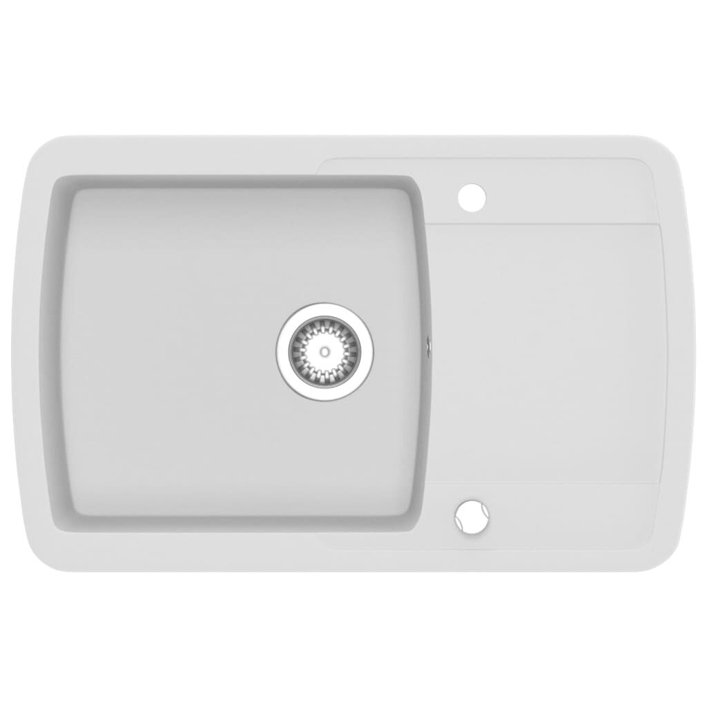 vidaXL Granite Kitchen Sink Single Basin White