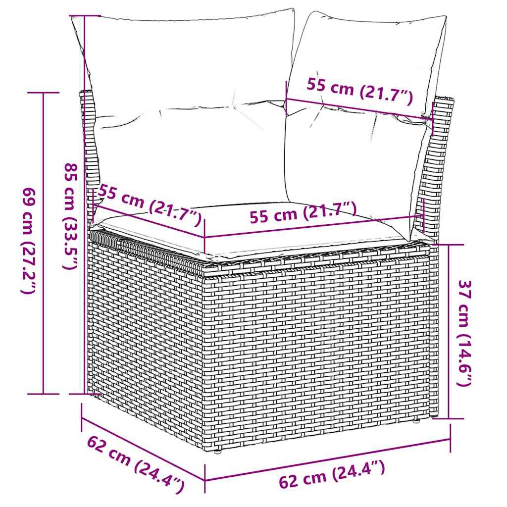 vidaXL 8 Piece Garden Sofa Set with Cushions Beige Poly Rattan Acacia