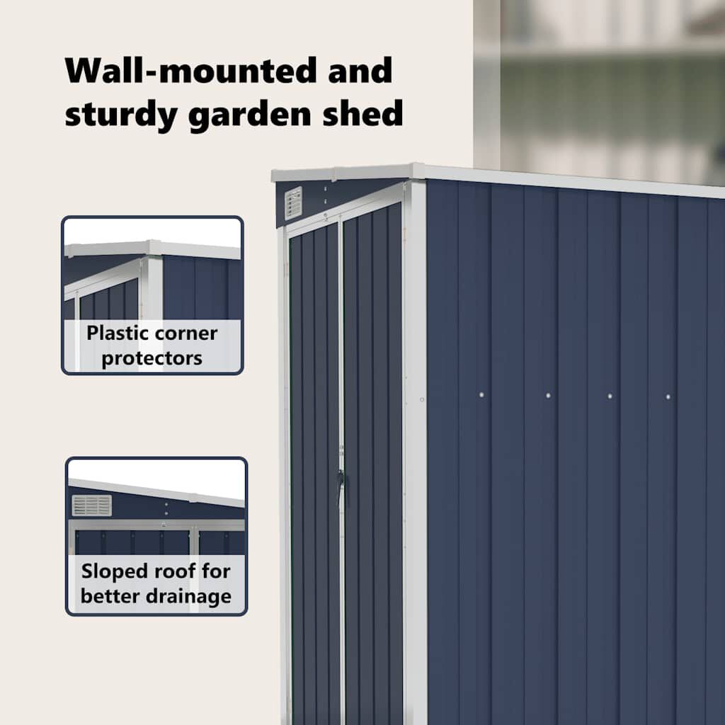 vidaXL Wall-mounted Garden Shed Anthracite 118x100x178 cm Steel