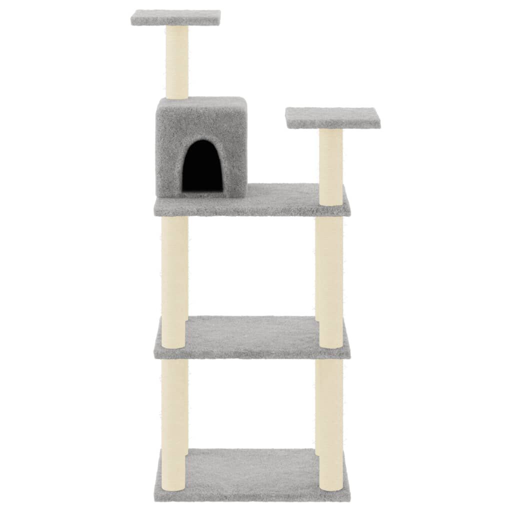 vidaXL Cat Tree with Sisal Scratching Posts Light Grey 118.5 cm