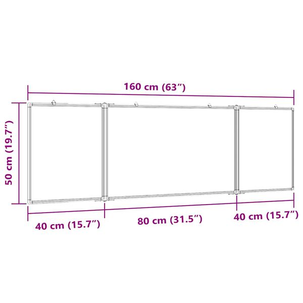 vidaXL Magnetic Whiteboard Foldable 160x50x1.7 cm Aluminium
