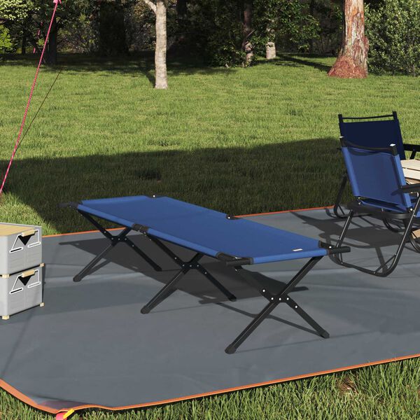 vidaXL Folding Sun Bed with Carry Bag Blue 600D Oxford Fabric
