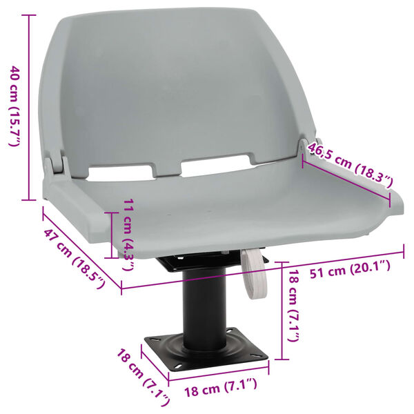 vidaXL Boat Seat with Pedestal 360° Rotatable