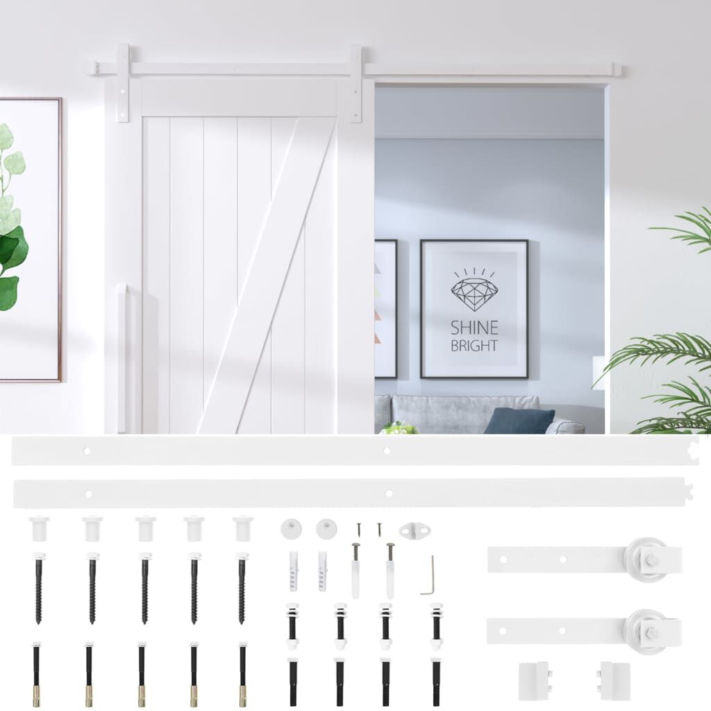 vidaXL Sliding Door Hardware Kit 200 cm Steel White