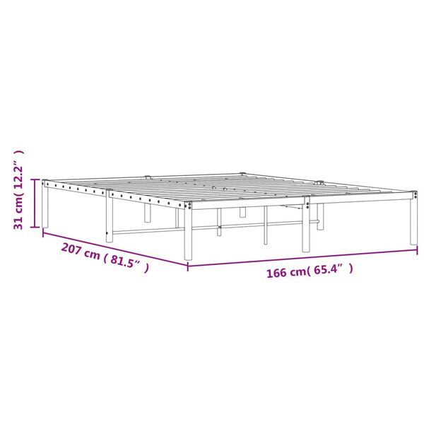 vidaXL Metal Bed Frame without Mattress Black 160x200cm