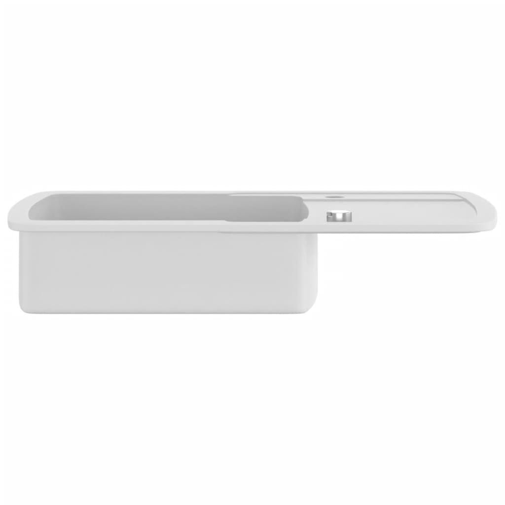 vidaXL Granite Kitchen Sink Single Basin White