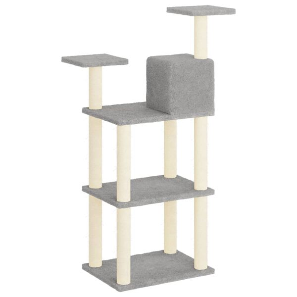 vidaXL Cat Tree with Sisal Scratching Posts Light Grey 118.5 cm