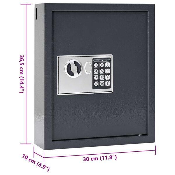 vidaXL Keypad Lock Safe Gunmetal Grey Steel, Chrome Medium Locks