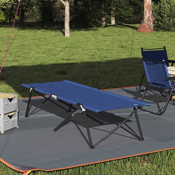 vidaXL Folding Sun Bed with Carry Bag Blue 600D Oxford Fabric