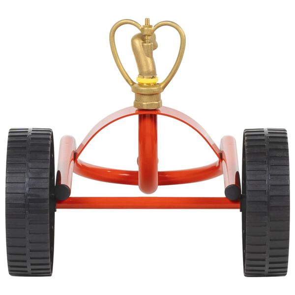 vidaXL Wheeled Sprinkler Sled with Rotatable Head Red Steel